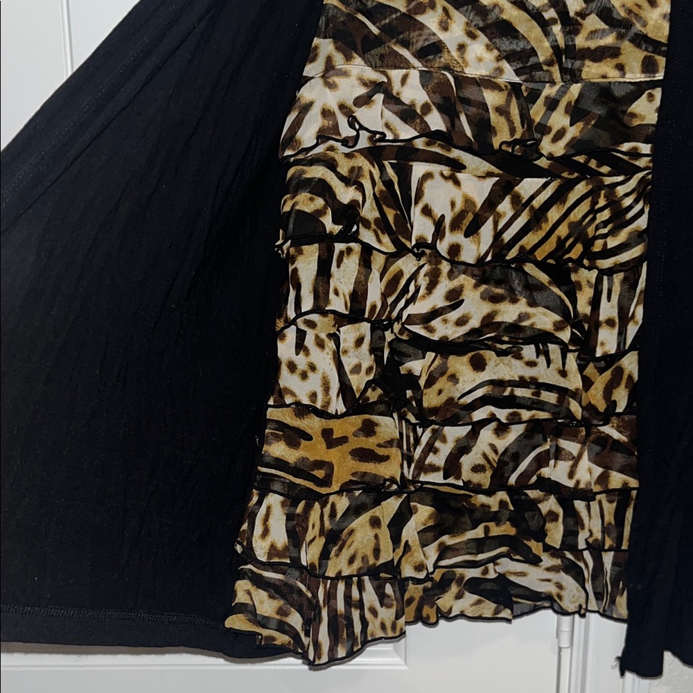 Chico's Black Cardigan with Animal Print Layer - Picture 5 of 6